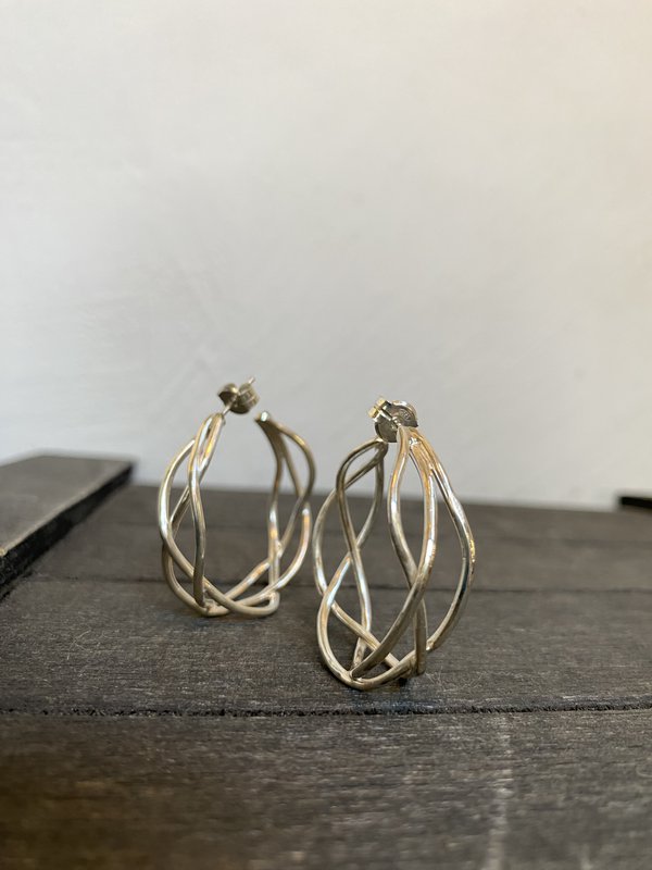 Silver tangle hoop earrings