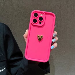 3D złote serce silikonowe miękkie etui na telefon iPhone 15 14 13 12 11 16 17 Pro Max XS XR 7 8 Plus SE odporne na wstrząsy cukierki matowe etui