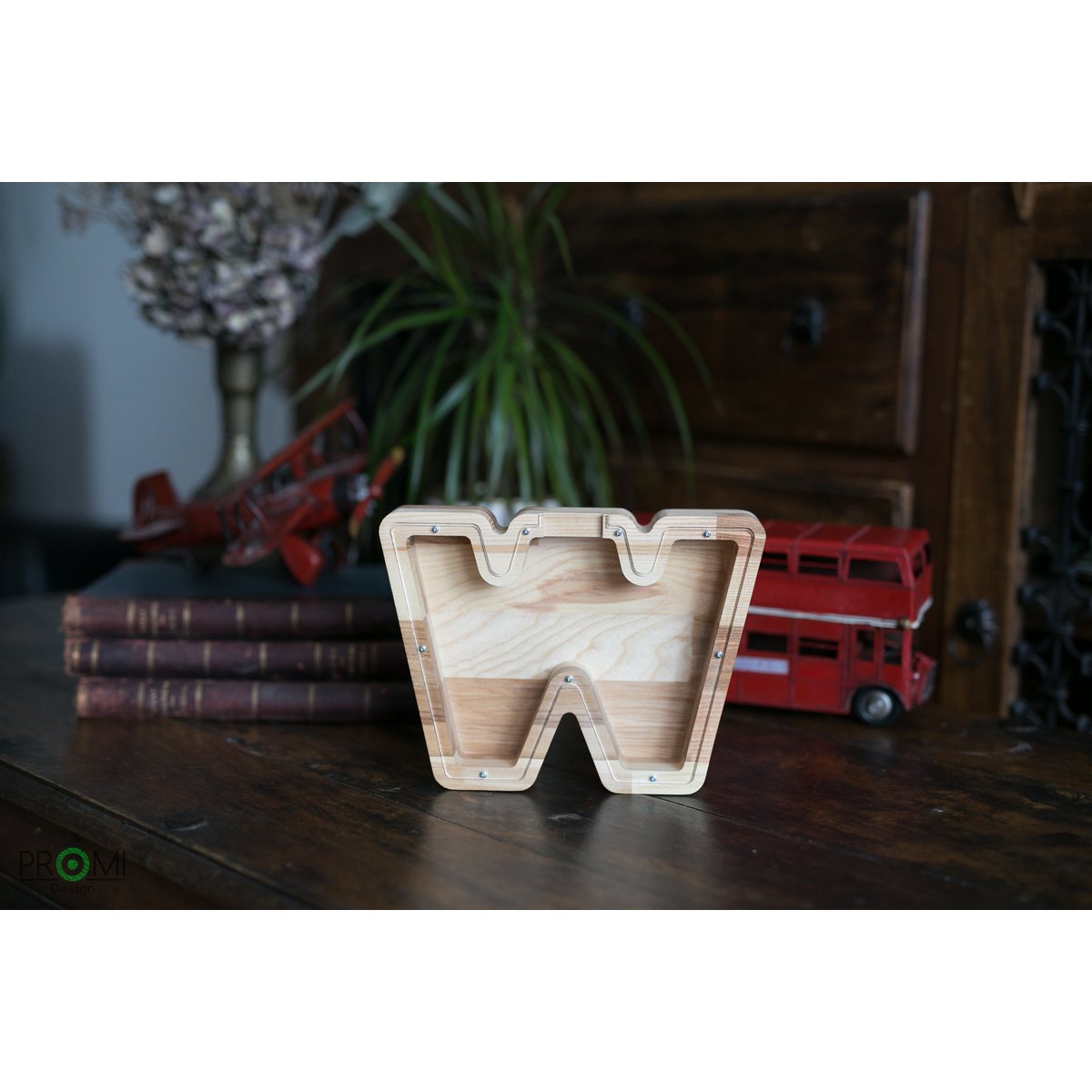Wooden Piggy Bank Lille, brevpengebank, møntkasse, træboksepenge, sparer pengeboks