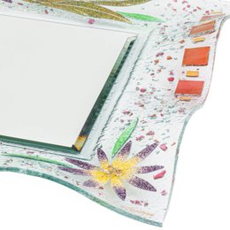 Firkantet væg spejl i Murano Glass, favoriserer gaveide, blomster gulddekoration cm. 37