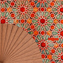 Islamische Kunst inspirierte Handfan Zellige Orange