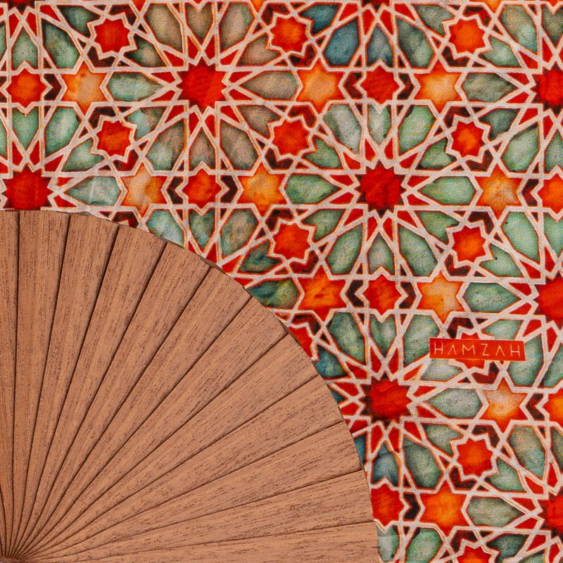 Islamische Kunst inspirierte Handfan Zellige Orange