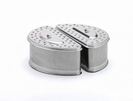 Large stainless steel coal container for LotusGrill XXL barbecue. Perforated design for efficient airflow and easy ash removal.