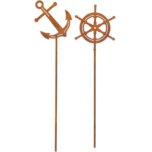 Metal plug minis, anchor & steering wheel, H30cm, Mo