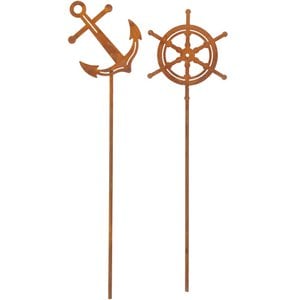 Metal plug minis, anchor & steering wheel, H30cm, Mo