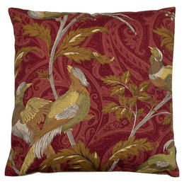 Cushion woven paisley bird red 45x45cm*