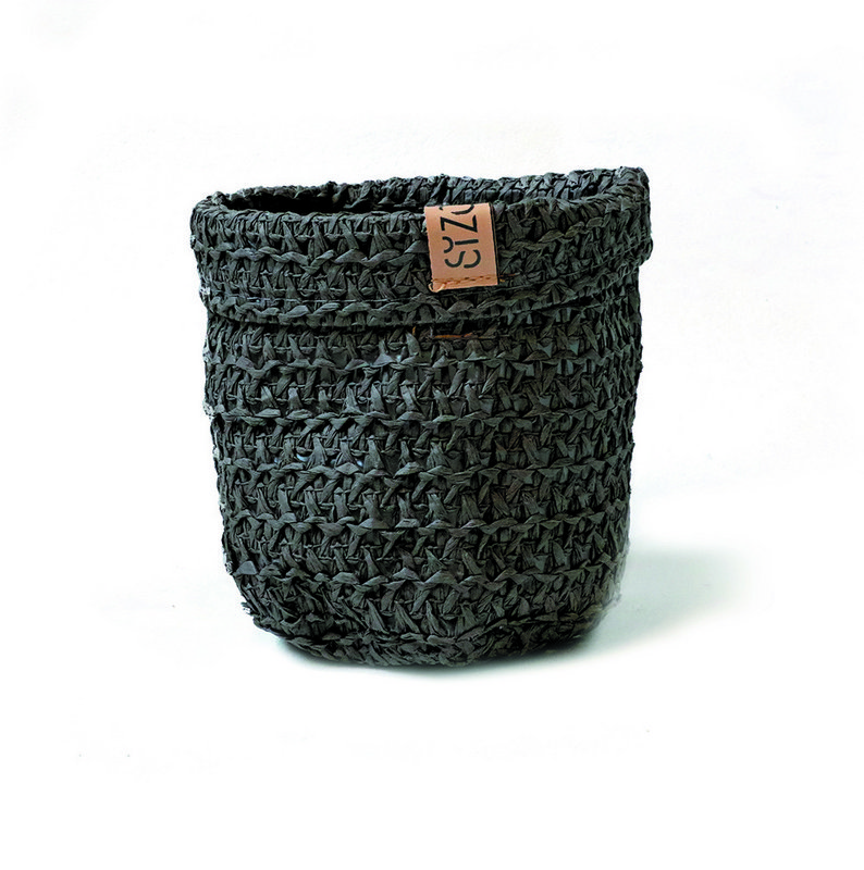 SIZO Knitted Paper Bag Schwarz mit wasserdichtem, biologisch abbaubarem Innenfutter