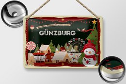 Blechschild Weihnachten Grüße GÜNZBURG Geschenk Dekoration  18x12cm