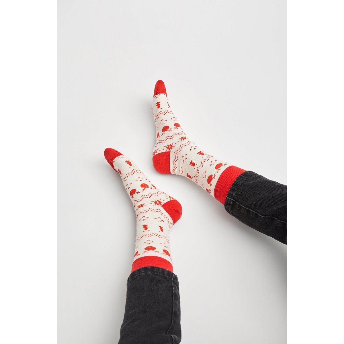 Organic socks gift set Xmas, 2-pack - 2 pairs of colorful socks with a Christmas pattern