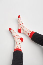 Organic socks gift set Xmas, 2-pack - 2 pairs of colorful socks with a Christmas pattern
