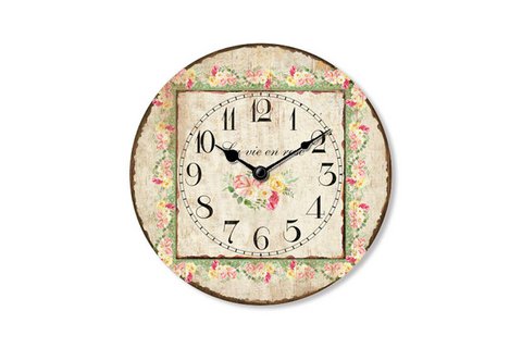 Holzuhr La vie en Rose 15 cm Isabelle Rose