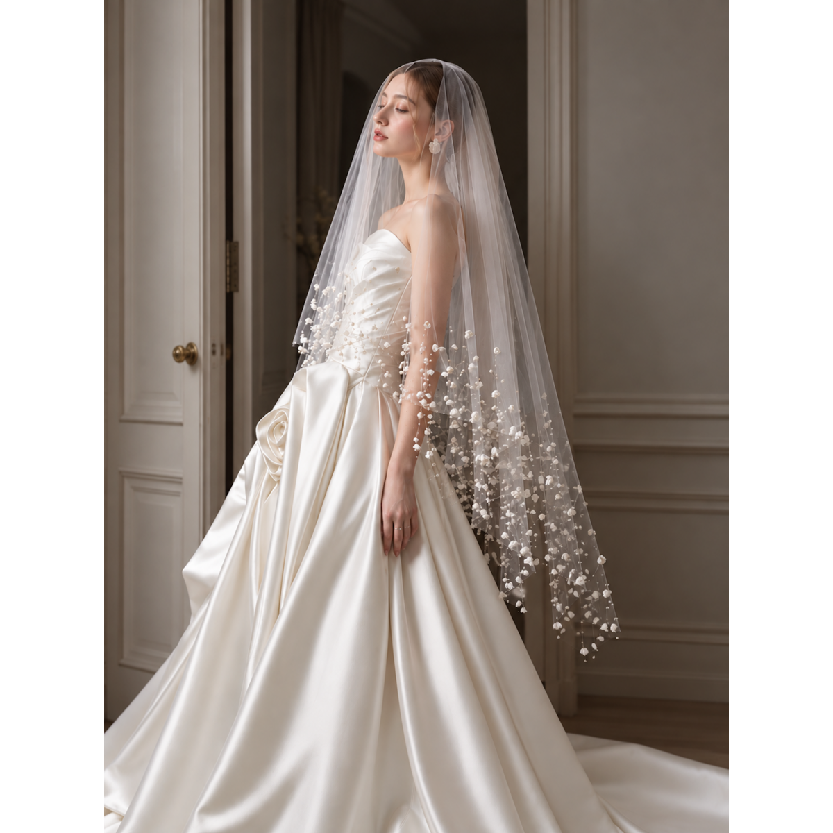 Cascading Lily of the Valley Pearl Brudeslør