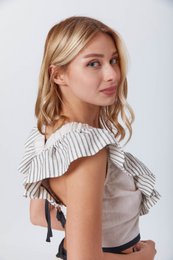 Boho ruffled beige linned afgrøde