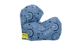 Soft, patterned blue wool pillow in small, medium, and large sizes for sleep masks.