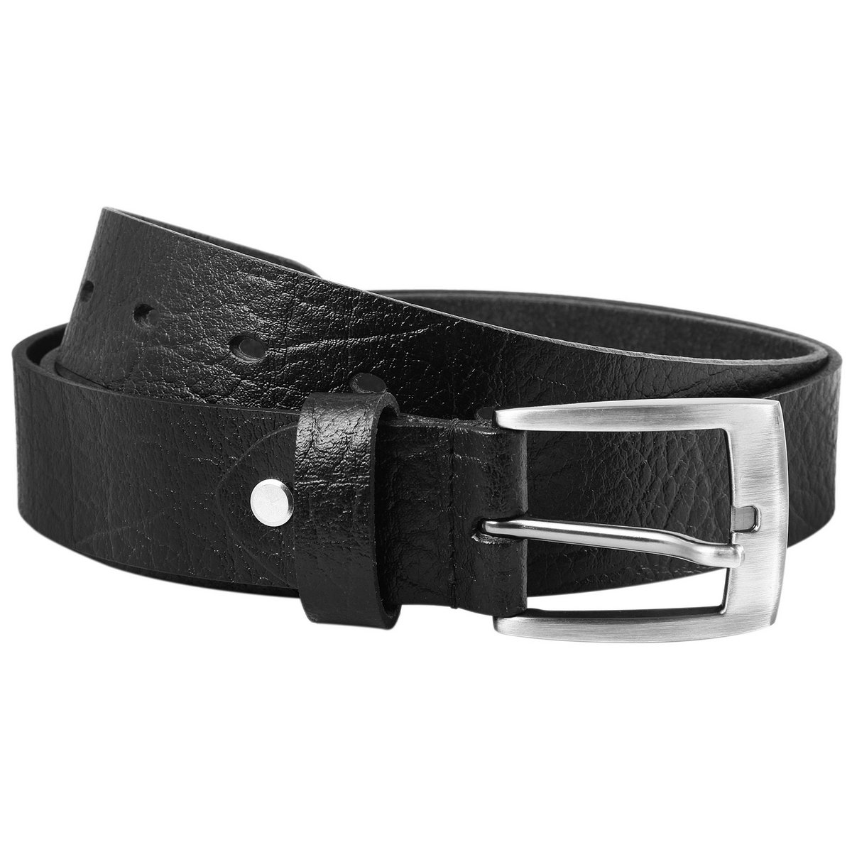 Leonardo Verrelli genuine leather belt, black, can be shortened, 140 cm