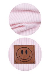 Komplet czapka i komin SMILE - bawełna - jasnoróżowy