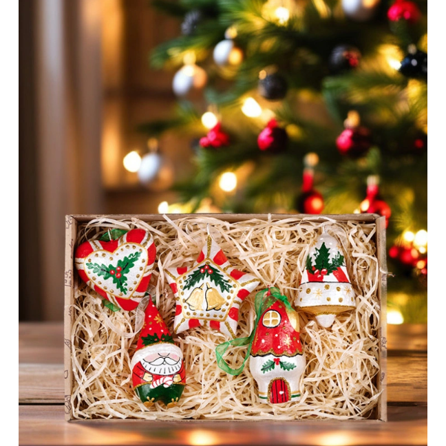 Étoile en papier mâché faite à la main avec fleur de Noël