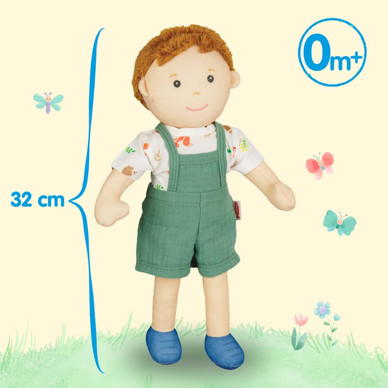 Stof Doll '' Paul '' med tøj til at sætte på og tage af, 32 cm