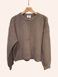 Pull col boutonné manches ballon en alpaga