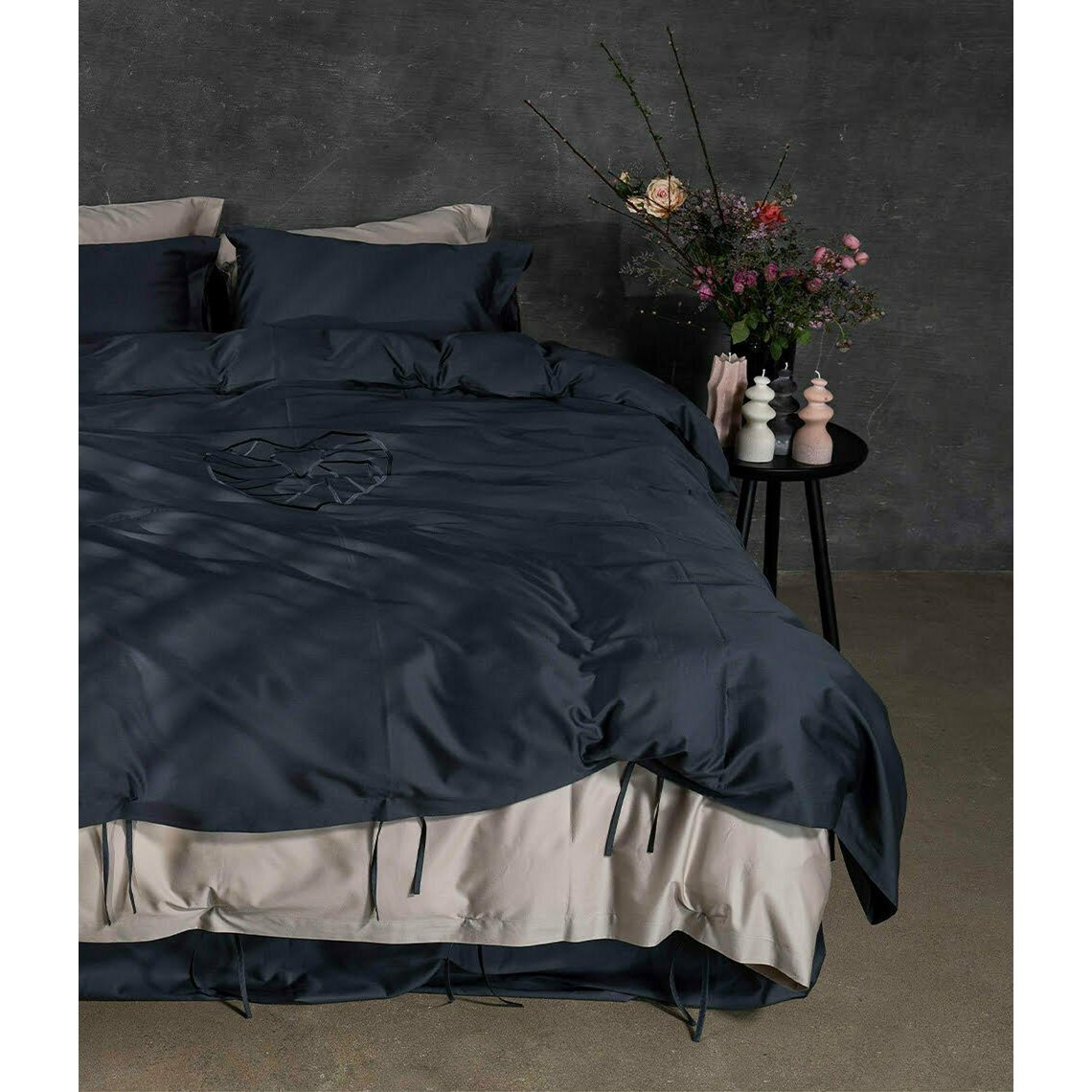 Set biancheria da letto in raso Cuore di Vilnius Antracite