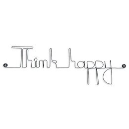 Metalldeko „Think happy“ – zum Anstecken