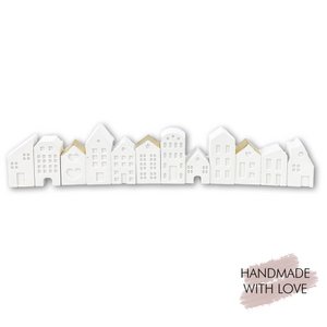 Ceramic plaster row of houses set of 12
