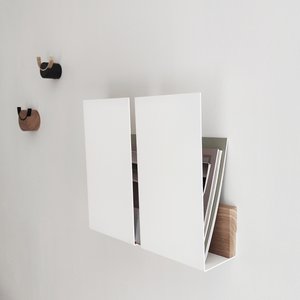 Wall magazine rack WINGS, white, grey, green, black