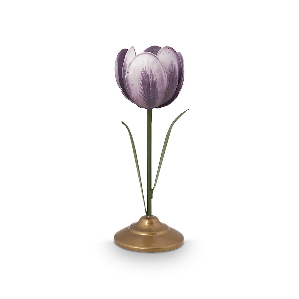 Set/2 Tulip Candle Holders Metal Lilac