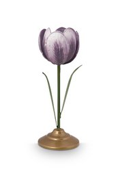 Set/2 Tulip Candle Holders Metal Lilac