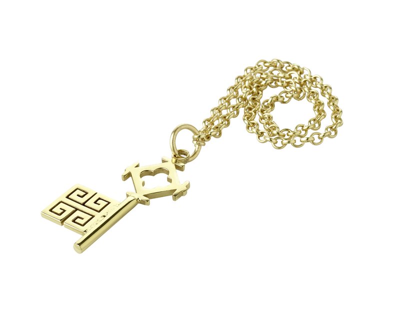 Bremen sleutel met ketting, goud, L 4,5 cm