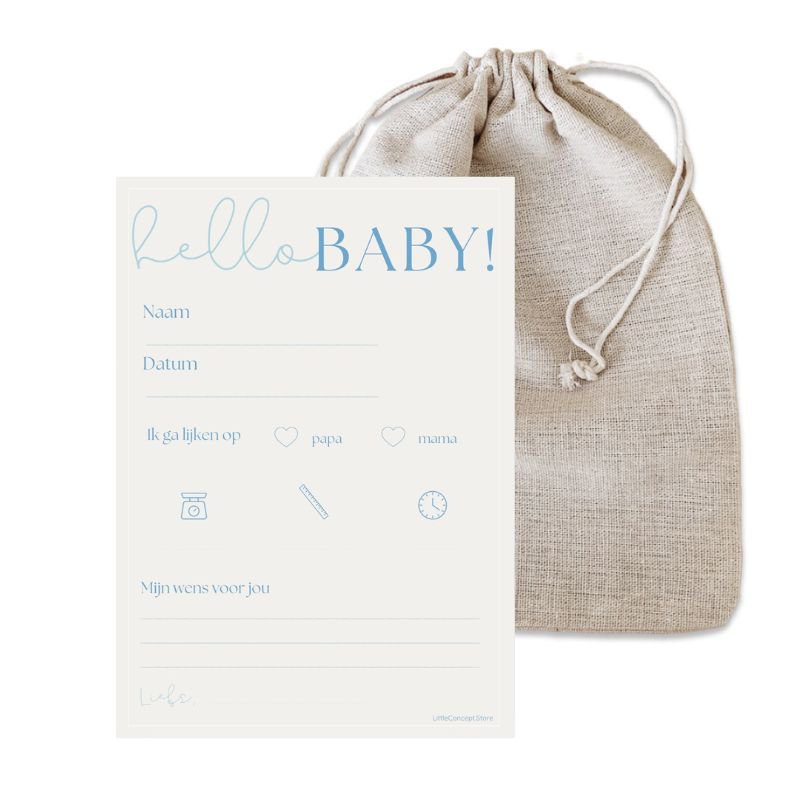 Babyshower -kort lige blå 10 stk.