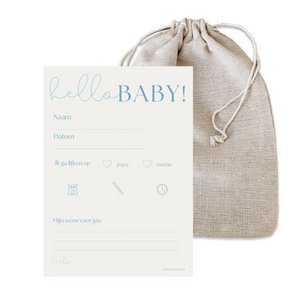 Babyshower kaarten recht blauw 10 st.