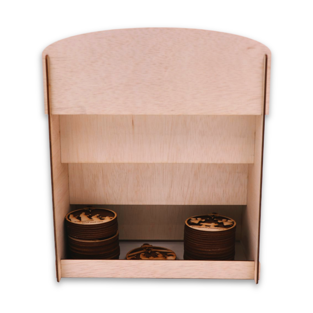 Expositor de madera: presentación de tienda elegante y profesional