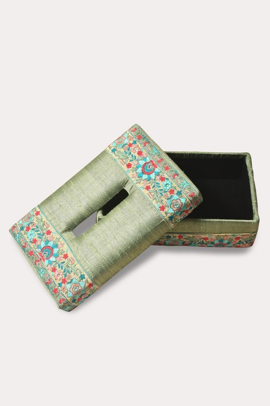 Weefseldooshoes | Dupion Zijde Handgeweven Bloemen | 24x14cm