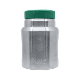 Large stainless steel thermos food jar, cylindrical shape, green lid, 400ml capacity, insulated container
