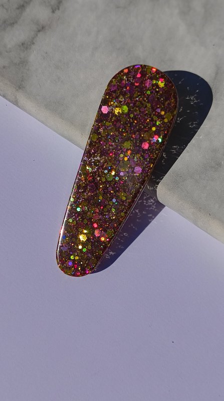 ⋒ pacchetto di clip per capelli in resina - Fuoco glitter (8 articoli) ⋒