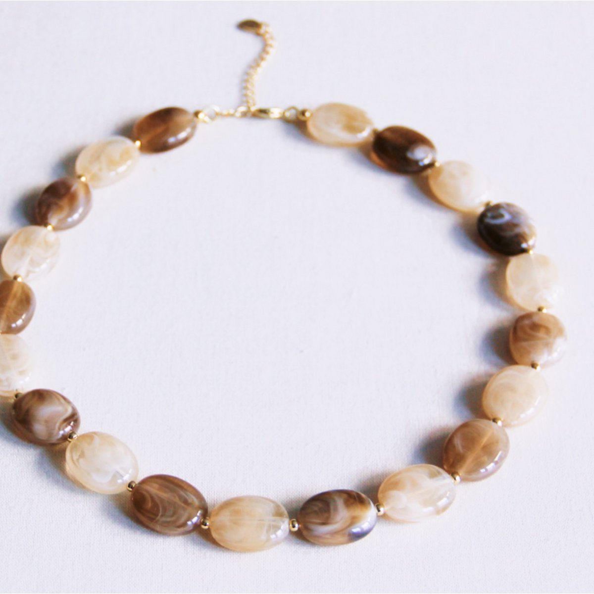 XL Oval Perle Halskette - Nackt mischen