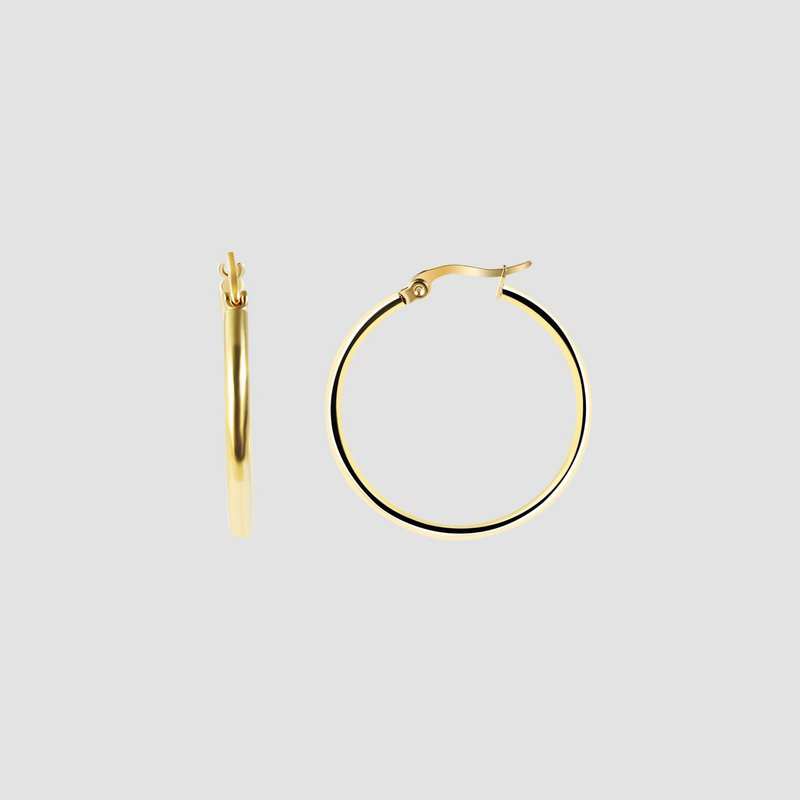 "Edina", pendientes de aro decorativos de acero inoxidable Ø 25 mm, color dorado