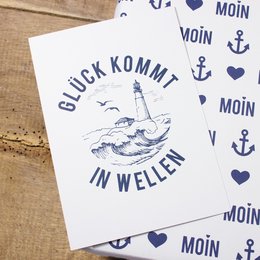Maritime carcard "La felicità arriva in ondate" da carta riciclata