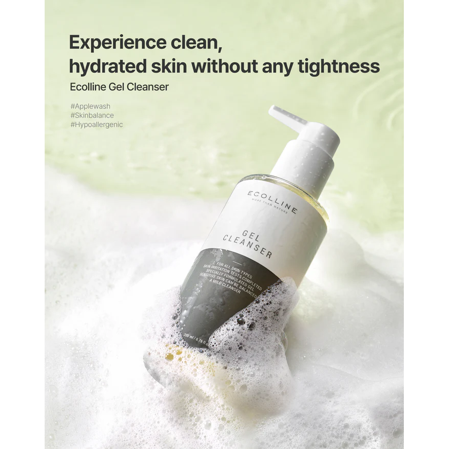 ECOLLINE Clean Gel Limpiador Dermocosmético | Limpieza suave sin barreras con agua de manzanilla y tensioactivos vegetales | Cuidado de la piel COREANO