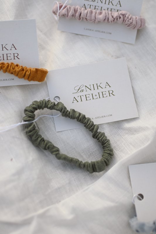 Skinny No plastic Elastic Linen Scrunchies - Linen Hårbånd