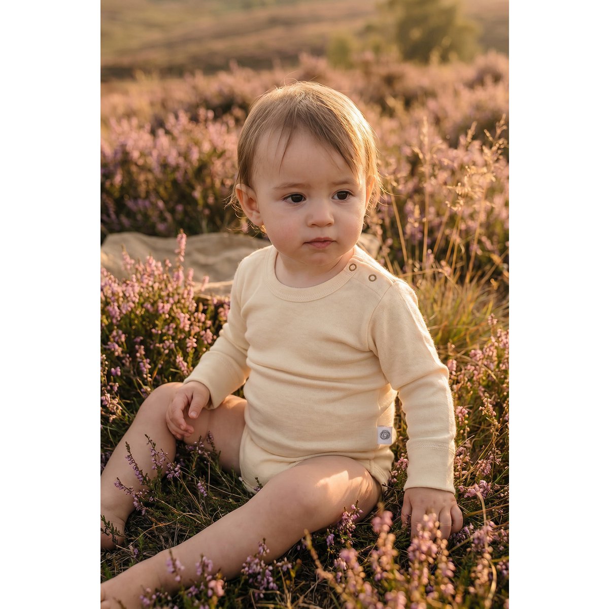 Body in lana manica lunga - Lana merino - Naturale