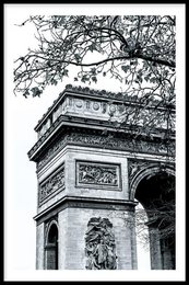 Poster featuring the iconic Arc de Triomphe in Paris, available in various sizes and materials including poster, canvas, and acrylic glass.