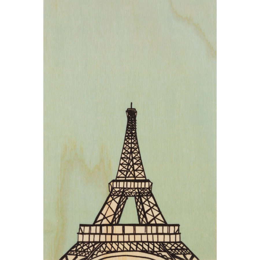 wooden postcard holidays eiffel