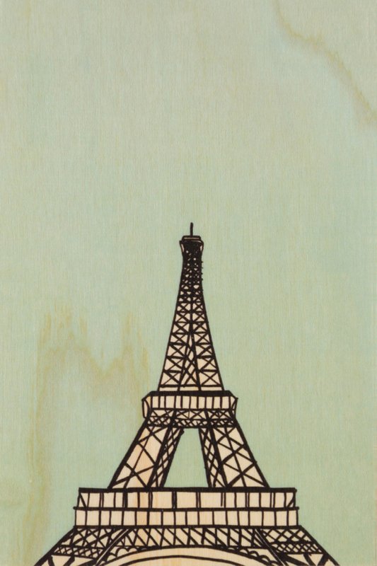 wooden postcard holidays eiffel