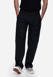  Black and olive green men's work pants with a straight leg fit and multiple size options.