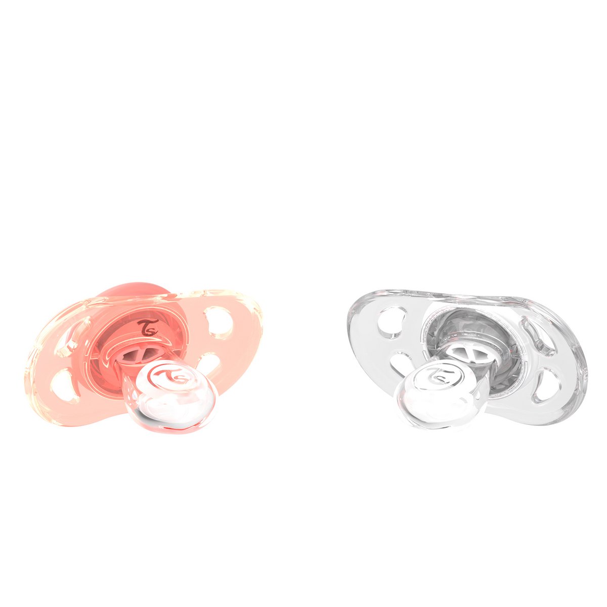 Set of 2 pacifiers 2m+ pastel peach+white