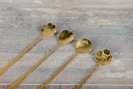 Lange bloem gouden lepels - veel van 4
