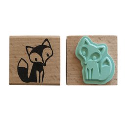 Timbro di gomma di legno di volpe adorabile