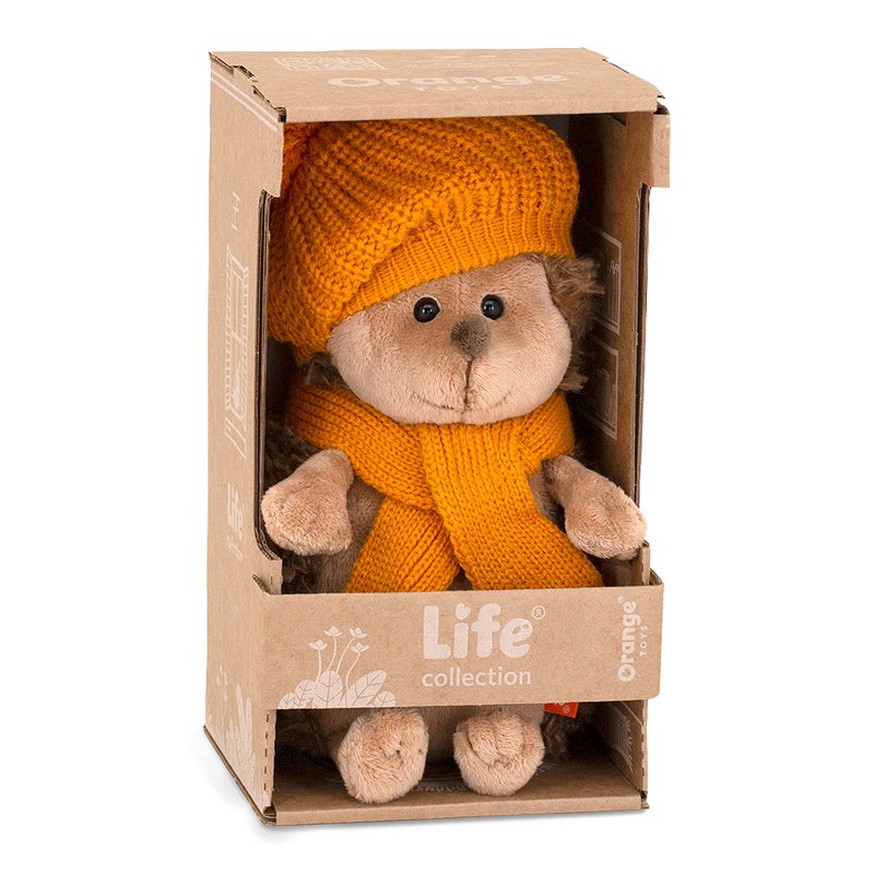 Peluche Life, Erizo Fluffy con boina mostaza 25cm